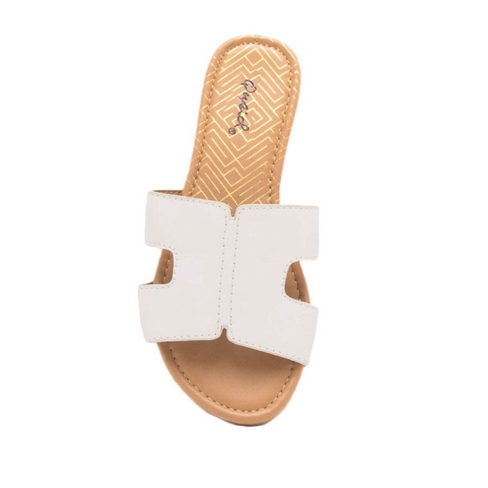 White Cutout Band Sandals